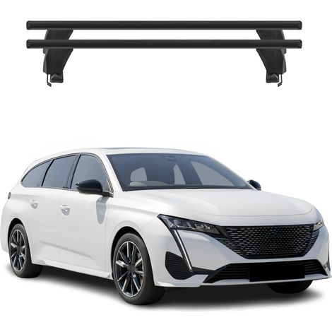 OMAC Barres de toit transversales en aluminium pour Peugeot 308 III Break 2021-2026 – Antivol – Rainure en T – Testées City Crash – Charge Max 50 kg Noir (1/4)