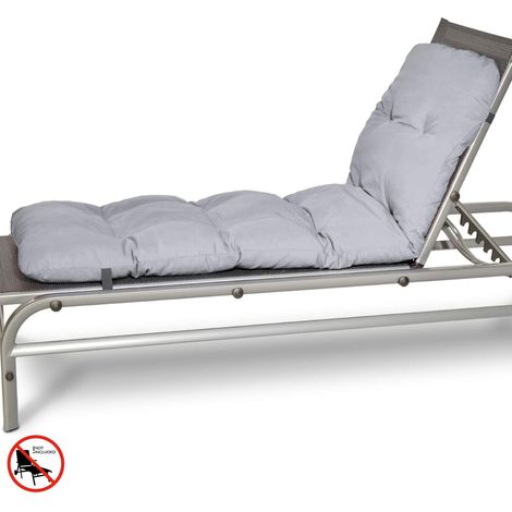 2X Auflage Sonnenliege Deckchair Flair RL, 190x60x8 cm, Hellgrau