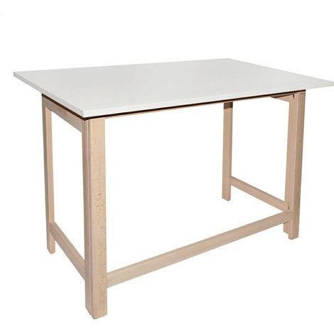 WELLHOME Mesa plegable, estructura sin barniz, 100x60x75 cm - Blanco (1/5)