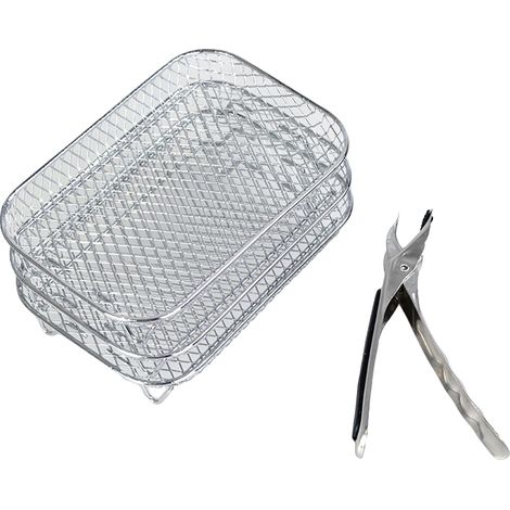 Soporte para freidora de aire, diseño apilable de 3 niveles, acero inoxidable apto para uso alimentario, A (1/2)