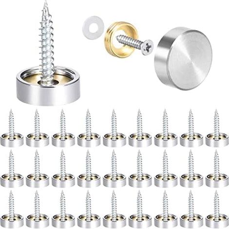 APEX 80 pièces Vis à Miroir 16mm Miroir Décoratif Vis Acier Inoxydable Couvercle Cap Clous Cache Couvercle Clous pour Miroir (1/5)