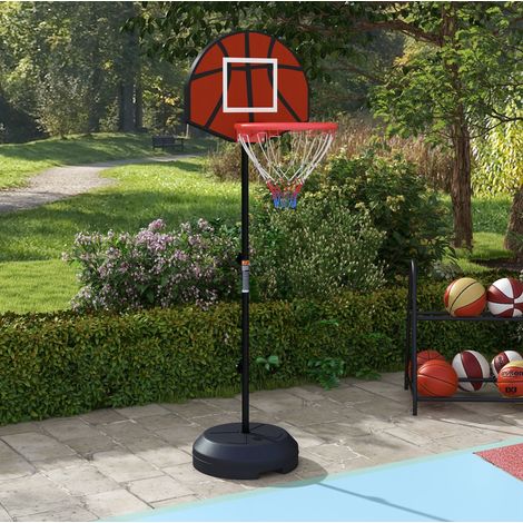 Canestro da basket regolabile 38,5x48,5x179 cm in acciaio marrone 2 in 1 stabile – MEUBLIV (1/5)