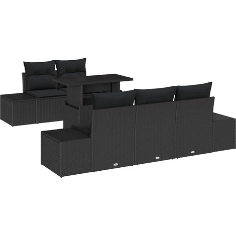 Maison Exclusive - Set di divani con cuscino 6 pcs Nero polyrattan