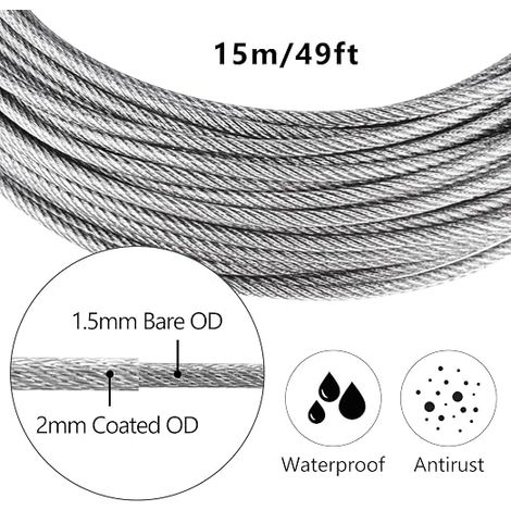 Garden Wire Rope Set 304 Stainless Steel Turnbuckle M5 Cable Tensioner Thimble Wire Mesh Outdoor (1/4)