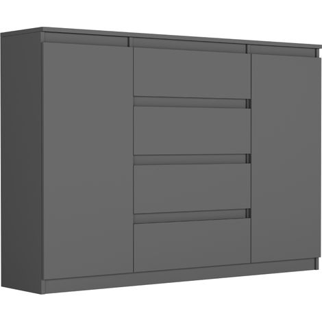 Kommode mit Schränken und Schubladen Anthrazit, 140 x 40 x 98 cm - Modern R140S4 (1/5)