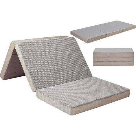Matelas pliant 3 pièces en mousse à mémoire de forme, 200 x 90 x 15 cm, lit simple, portable avec housse lavable, pliable pour voyage, camping et yoga (1/5)