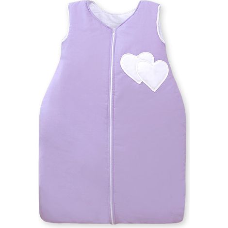 Gigoteuse en coton pour enfant M 6-12 mois TOG 2,5, isolée toute l'année, motif cœurs violet (1/4)