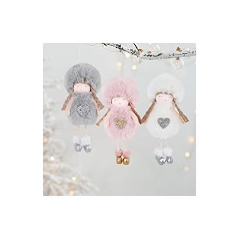 Adorno De Ángel - 6,3 Pulgadas - Poliéster - Para Árbol De Navidad - Pack De 3 Unidades (1/5)