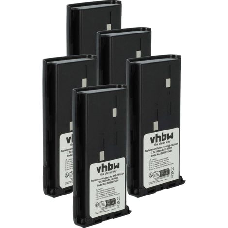 vhbw 5x Battery compatible with Kenwood TK-3102, TK-370, TK-360G, TK-360, TK-3107, TK-3107 M6, TK-370G Radio, Walkie-Talkie (1800 mAh, 7.4 V, Li-Ion)