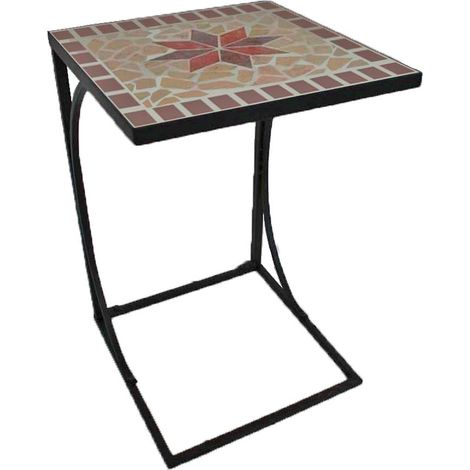 Beistelltisch mit Mosaik GARDA-120 in braun/ocker/beige, B/H/T: ca. 35/53/35 cm (1/3)