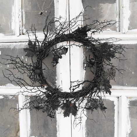 Guirlande De Feuillage Artificiel - Couronne En Vigne Pour Décoration D'Halloween - Intérieur Extérieur Jardin Pelouse - 1 Pièce (1/5)