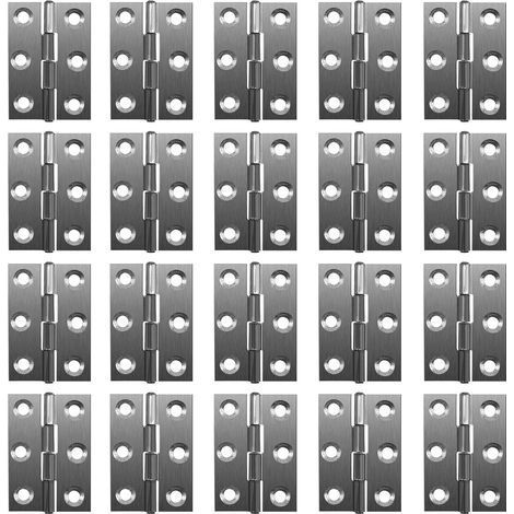 Lot de 20 Charnière Acier Inoxydable 180 Degrés, Bande Piano 20mm 6 Trous, Pour Porte Armoire Boîte (1/4)
