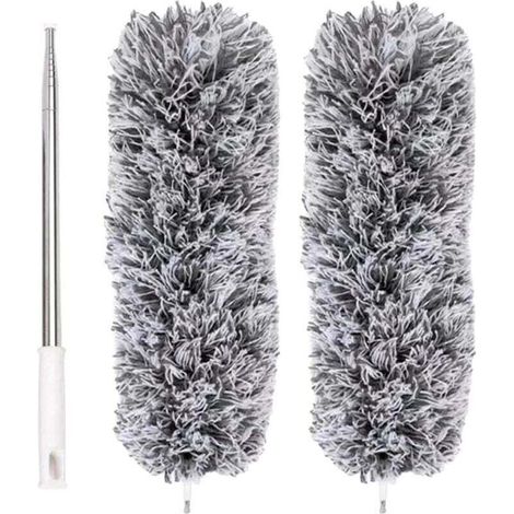 UlisemPlumeau Extensible en Microfibre avec Perche télescopique en Acier 110 po et tête Nettoyage Pliable Plumeau Plafond Lavable