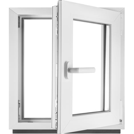 BauPlaza - Fenêtre en PVC blanc double vitrage 4/24/4 LxH 70 x 70 cm d'ouverture Droite Toutes les tailles 700 x 700 mm Oscillo-battant (1/5)
