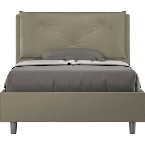 Letto una piazza e mezza contenitore imbottito 120x200 similpelle cappuccino Appia Large