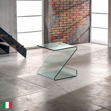 Tavolino in Vetro Curvato Trasparente L 45 Made in Italy - Zeta  Transparent (1/2)