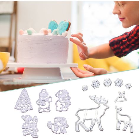 Set mit 8 Weihnachtsausstechformen für Kekse, Fondant und Kuchen – Modell B, Rentier und Schneeflocke, 17 g (1/5)
