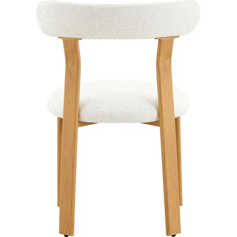 Lot de 2 chaises rembourrées en tissu bouclé blanc crème, dossier ergonomique, pieds stables avec patins antidérapants, hauteur 79 cm, chaise seule (1/5)