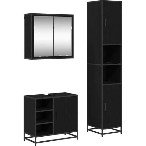 Maison Exclusive - Badezimmermöbel-Set 3 pcs Schwarz Eichen-Optik