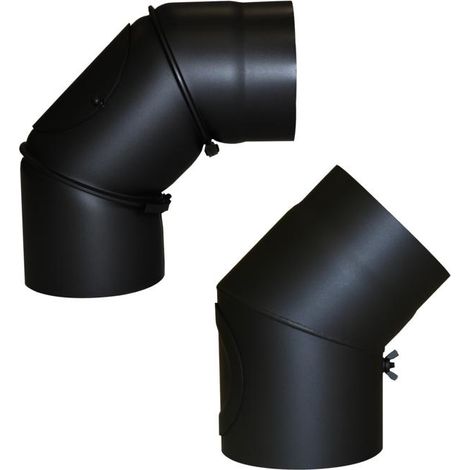 Bogen 45 Grad Senotherm schwarz 2 mm mit Tür 150 mm