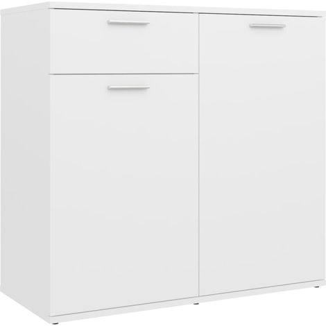 Aparador buffet cómoda mueble mueble de almacenaje organizador cocina salón salón 80 x 36 x 75 cm madera contrachapada blanco 020030515