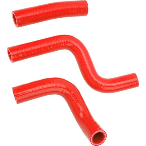 Jeu de 3 durites silicone radiateur refroidissement KX80 KX85 KX100, raccord étanche anti-fuite, résistant chaleur, stable, rouge, tuyau flexible moteur (1/5)
