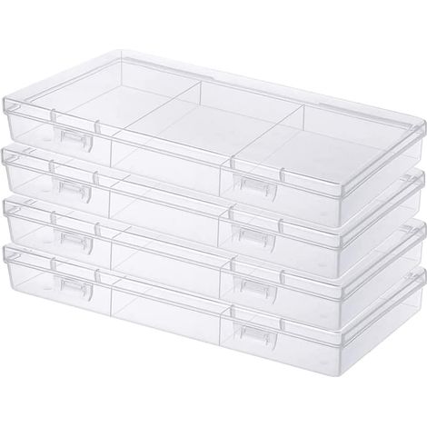 Lot de Boîtes de Rangement Rectangulaires en Plastique Transparent pour Perles avec Couvercle pour Pilules, Herbes, Petites Perles, Bijoux et Articles d'artisanat(4Pcs) (1/5)