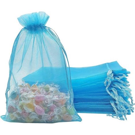 Sacchetti protettivi per frutta - Confezione da 50 - Con coulisse - Sacchetti di rete di sicurezza in organza per giardino - Sacchetti per caramelle - 15x20 cm (1/2)
