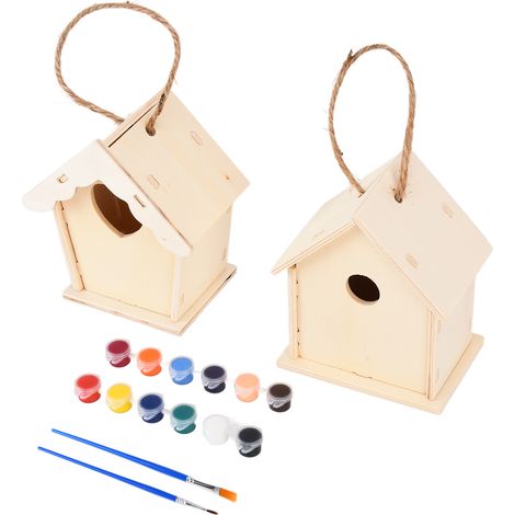 Kreatives DIY-Vogelhaus aus Holz, einfache Anhängerdekoration für Kinderbastelarbeiten (1/5)