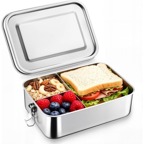 Homikit Brotdose avec Fächern, 850ml acier inoxydable Bento boîte Lunchbox pour enfants & Erwachsene (1/5)