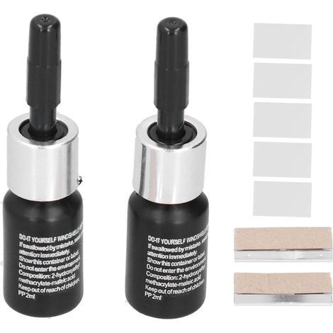 Liquide de réparation pare-brise 2ml - Kit de réparation fissures vitre auto - Fluide réparation vitrage DIY - 2 pièces (1/5)