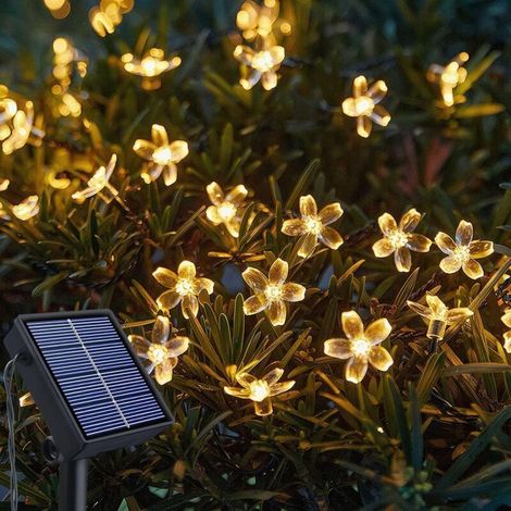 Lumineuse Exterieur Solaire - 12M 100LED - Fleurs de Cerisier Lumières - 8 Modes Étanche Lampe Solaire Exterieur pour Jardin (1/5)