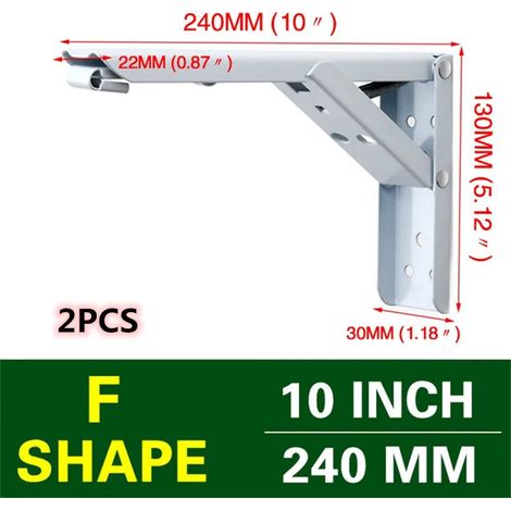 (Blanc 20 cm) Support mural triangulaire pliable et réglable (2 pièces) pour banc, table, étagère, meubles - Matériel de support robuste (1/5)