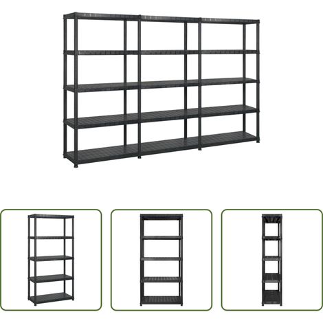 vidaXL Étagère de plantes - Étagère de rangement à 5 niveaux Noir 255x40x185 cm Plastique (1/5)