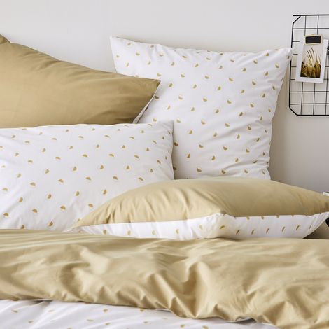 taie d oreiller percale géométrique Beige 50x70 cm