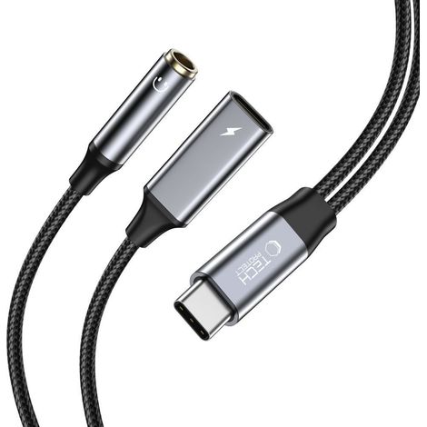Cavo USB-C - USB-C / mini jack da 3,5 mm - nero (1/3)