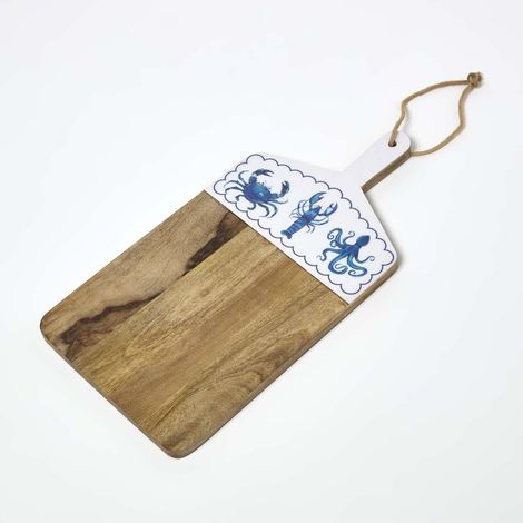 HOMESCAPES Sea Animal Mango Wood Chopping Board (1/5)
