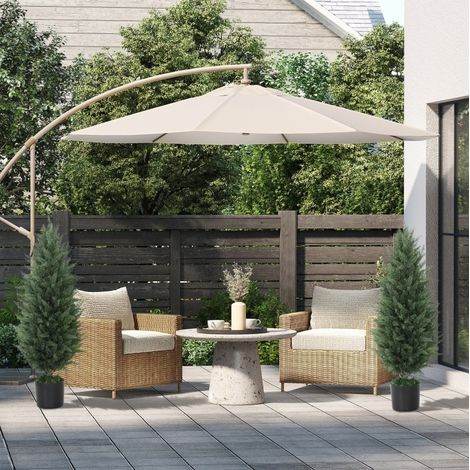 Cyprès artificiel 90 cm en plastique vert, lot de 2, sans entretien pour extérieur – MEUBLIV (1/5)