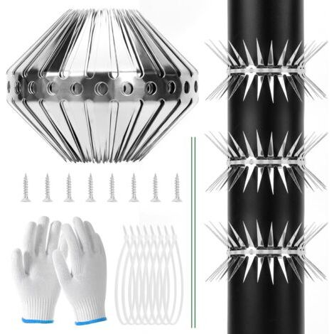 Répulsif contre martres & rats 300 cm en acier inoxydable, fil barbelé avec accessoires, anti-ratons laveurs pour tuyau de descente, gouttière, peut être coupé (1/5)