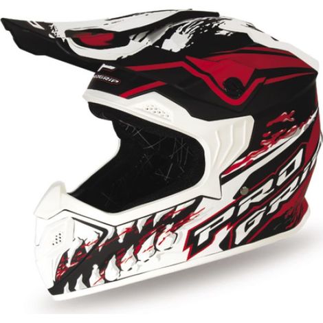 Casco de motocross PROGRIP PG3009 Jurassic Junior S Blanco/Rojo/Negro Mate ECE 22R06
