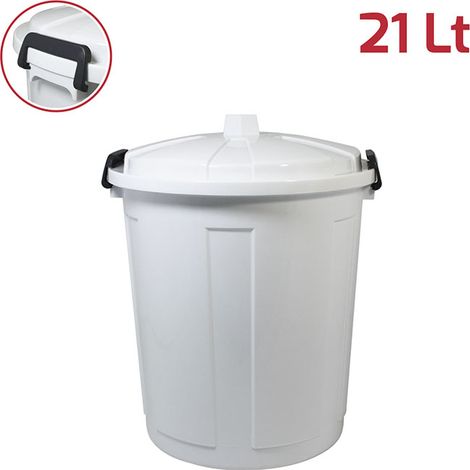Bidone contenitore coperchio con chiusura antirandagismo 21lt pattumiera casa cucina giardinaggio raccolta differenziata antiodori - colorigenerali: BIANCO