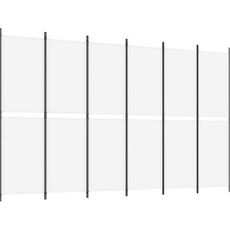 Paravent Cloison de séparation 6 panneaux, Pour Jardin, Balcon, Terrasse Blanc 300x200 cm Tissu OIB8938E (1/5)