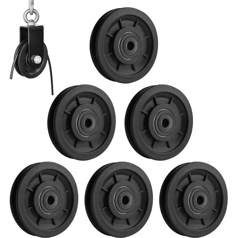 Roulement Poulie - 6 Pièces - Nylon - Diamètre 90mm - Pour Machine Câble Et Garage - Noir (1/5)