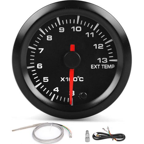 Manomètre de température des gaz d'échappement 52mm 300-1300°C rétroéclairage 7 couleurs DC10-15V pour voiture 12V avec capteur (1/5)