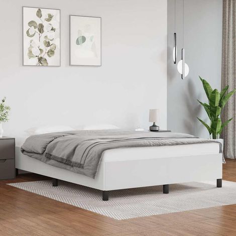 vidaXL Cadre de lit sans matelas blanc 140x190 cm similicuir (1/5)
