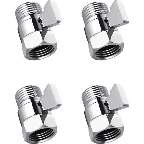 4 vannes d'arrêt à contrôle de débit, régulateur de pression d'eau réglable en laiton, compatible avec les pommeaux de douche à main. (1/5)