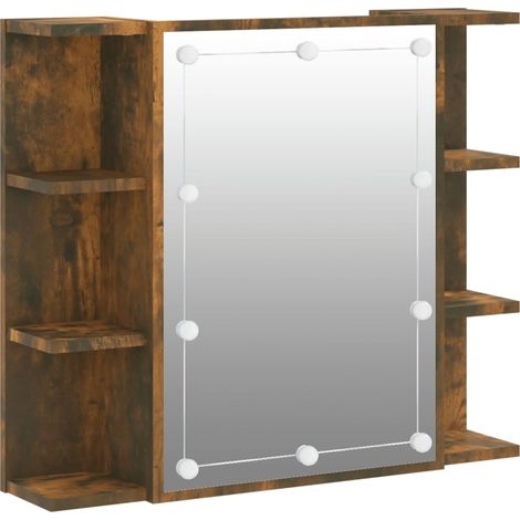 vidaXL Mirror Cabinet with LED Smoked Oak 70x16,5x60 cm