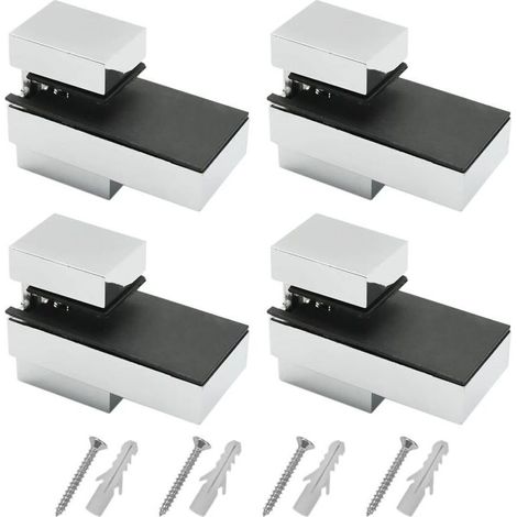 Support etagere, 4 Pièces Support etagere verre, Support etagere murale, avec vis, Supports réglables pour étagères en verre en alliage de zinc, épaisseur fixable 3-15mm, pour verre et bois (1/4)