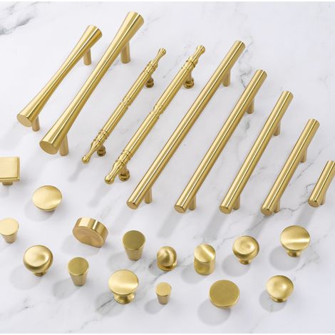 Poignées de tiroir en laiton doré, 6 pièces, boutons d'armoire ronds pour porte de cuisine, déco meuble 20/25 mm, poignées de placard vintage. (1/2)