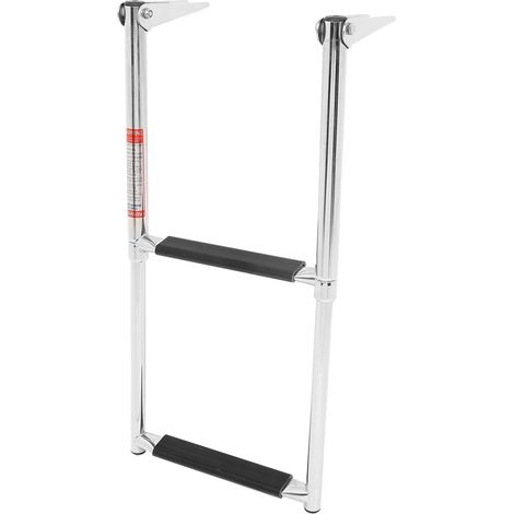 Échelle coulissante à 2 marches en acier inoxydable 304 argenté pour bateau yacht ponton, longueur dépliée 58 cm, repliée 34 cm, largeur 28 cm, 1 pièce (1/5)